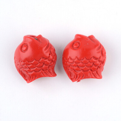 

Cinnabar Beads Fish FireBrick 13x12x8mm Hole 2mm