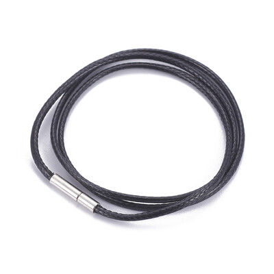 

Waxed Cord Necklace Making with Stainless Steel Clasps Black 179"455cm 15mm