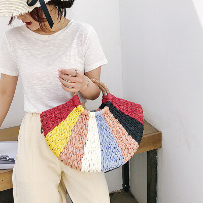 

Tailored Summer Women Handbag Holiday Straw Bag Color Beach Seaside Travel Woven Handbag