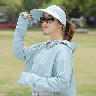 

Roseonmyhand Womens Sun Protective Hooded Coat Anti-UV Jacket Hat Summer Breathable Cycling