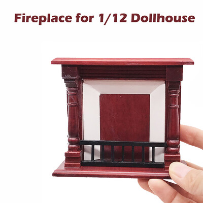 

YIWULA112 Dollhouse Miniature Furniture Room Wooden Vintage Red Fireplace