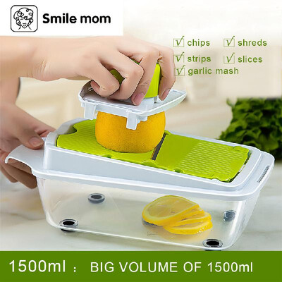 

Smile Mom B413-C-01 Vegetable Slicer 5 in 1 Multi-functional Slicer Adjustable Stainless Steel Blades Grater Cutter for Vegetable
