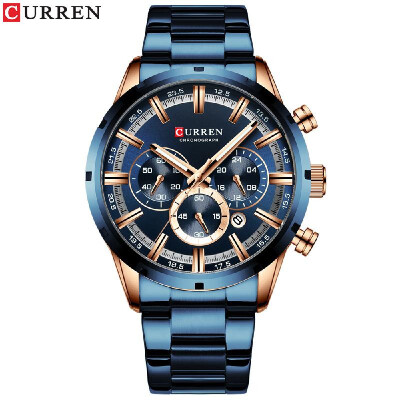 

CURREN 8355M Men Quartz Watch Stainless Steel Band Fashion Multifunction Wristwatch 3ATM Luminous Display Chronograph Calendar Dat