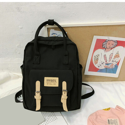 

Tailored Fashion Women Nylon Solid Color Capacity Student Backpack Travel Couple Bag