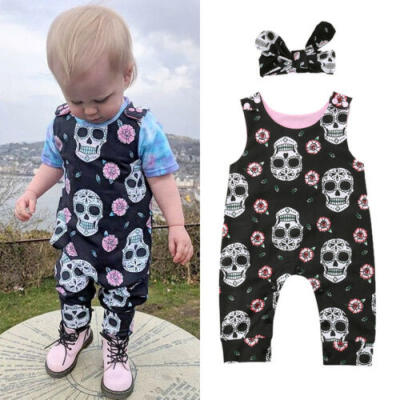 

UK 2PCS Halloween Toddler Baby Boy Girls Romper Jumpsuit Headband Outfit htrew