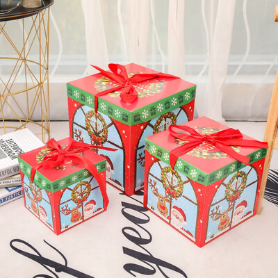 

Gobestart Christmas Eve Gift Box Xmas Present Wrapping Boxes Red Ribbon Lids
