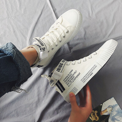 

Mens Shoes Summer Trendy Shoes Recreational Canvas High-Up Black Korean Version Fashion Hundreds of Autumn Skate Shoes