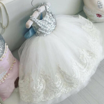 

US Toddler Kids Baby Girls Lace Princess Dress Party Wedding Bridesmaid Pageant