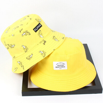 

Bucket Hat Men Women Summer Bucket Cap Banana Print Yellow Hat Bob Hat Hip Hop Fisherman Hat-in Men Women Bucket Hats