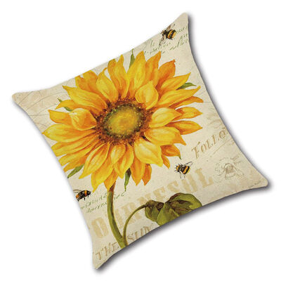 

Vintage Sunflower Series Hand-painted Pillowcase Linen Cushion Cover Office Sofa Home Decor