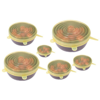 

6PcsSet Silicone Fresh-keeping Fruit Vegetable Food Bowl Cover Sealed Lid