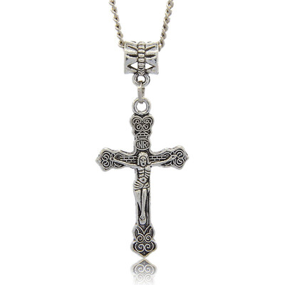 

Tibetan Style Alloy European Dangle Beads Large Hole Pendants Crucifix Cross Antique Silver 44mm Hole 5mm
