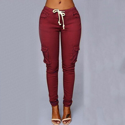 

2019 Womens Casual Cargo Pants Military Combat Leggings Jogging Pencil Trousers