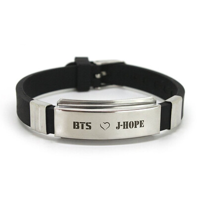 

Kpop BTS Equal Heel Stainless Steel Silicone Bracelet Wrist Belt Hand Chain Sport Couple Bracelet Hot Gift for Fans