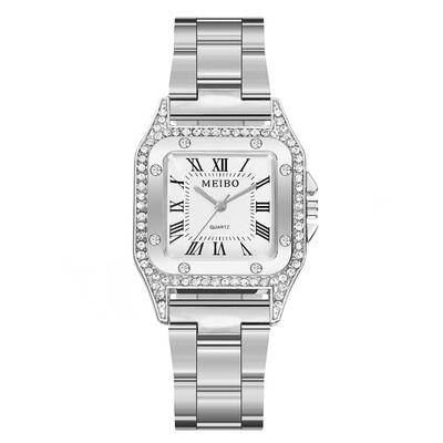 

Luxury Women Watches Rhinestone Scale Dial Ladies Fashion Quartz Wristwatch Rose Gold Alloy Strap Clock Casual Montre Femme