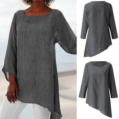 

Starmoon Women Plus Size Long Sleeve Linen Baggy Blouse Shirt Ladies Summer Tunic Tops