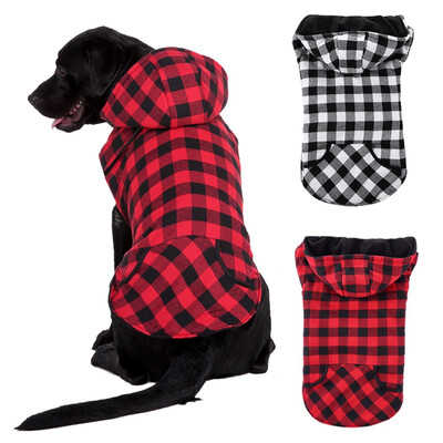 

Cute lattice Warm winter Dog Jacket Large Dog Plaid Shirt Coat Hoodie Pet Winter Clothes Warm Soft for Medium Large Dog Winter