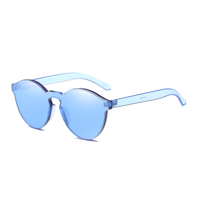 

Female Frameless Clear Conjoined Lenses Colorful Trendy Chic Sunglasses