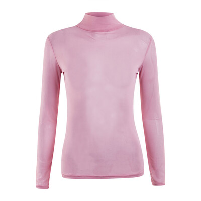 

Women Sheer Mesh Fish Net Long Sleeve Turtle Neck See Crop Top T-Shirt Blouse