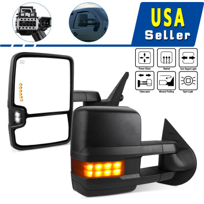 

Tow Mirrors for 07-13 Chevy Silverado Power Heat Smoke Cover Turn Signals Backup