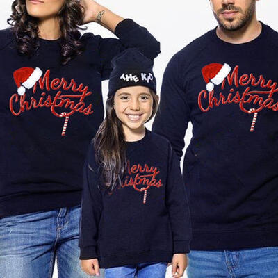 

Mama Dad Kids Hoodie Merry Christmas Sweater Jumper Set Funny Family Xmas Matching Top