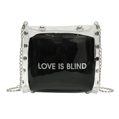 

PVC Clear Shoulder Bags Women Letter Print Jelly Transparent Messenger Bag Female Chain Crossbody Bags Bolsos Mujer T30