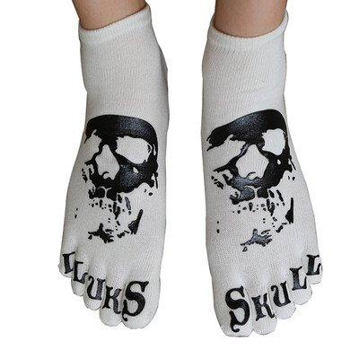 

Men Funny Punk Gym Sports Skull Skeleton Cotton Five Finger Ankle Toe Socks Halloween Socks
