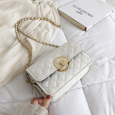

Textured small square package Korean version of the wild embroidery thread round lock small bag 2019 on the new female bag tide chain shoulder Messenger bag