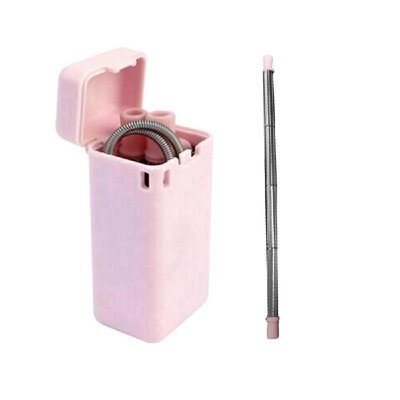 

Drinking Straw Reusable Stainless Steel Straw Portable Foldable Straw Set with Silicone Tips&Cleaning Brush