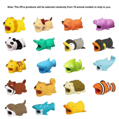 

2 Pcs Cute Cable Protector USB Data Line Protection Case Doll Animal Bite Accessory Wire Organizer Cord Winder for iPhone iPad And
