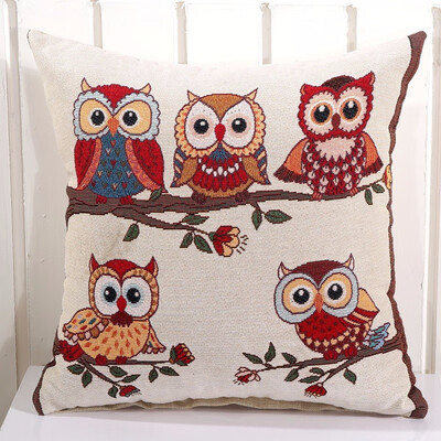

bveteeOwl Cotton Cushion Covers Sofa Cushion Cases Cotton Linen Cushion Decorative Pillows Pillow Cover CoussinNo Inner