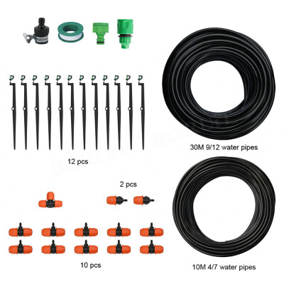 

Irrigation Micro Sprinkler Misting Cooling System Adjustable 12Pcs Nozzles & Stake 131ft Blank Distribution Tubing Kit DIY Waterin