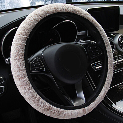 

15 38cm Soft Imitation Rabbit Fur Car SUV Steering Wheel Cover For Women Ladies
