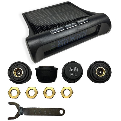 

Universal Solar Power Tire Pressure Monitoring System Wireless Auto TPMS with LCD Color Display 4 Sensors Car Accessory