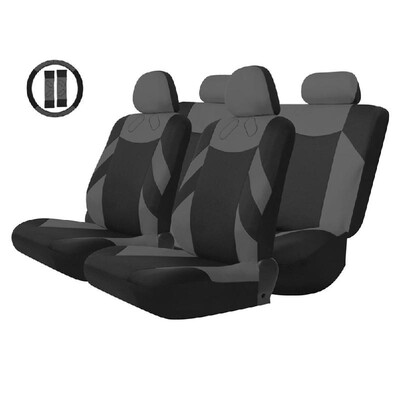 

Tirol Universal 13PCS Car Seat Cover Front Seat Bench Seat Covers Wheel Cover Set RedBlueGrayBeige