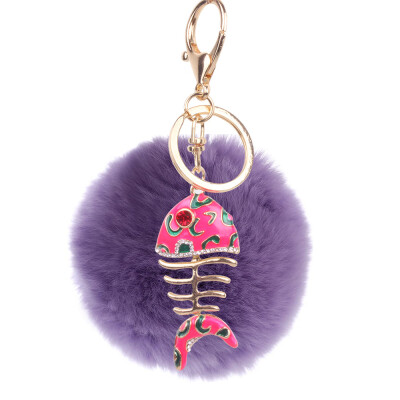 

Creative Smart Fishbone Keychain Rex Rabbit Plush Pendant Bag Mobile Phone Charm Fashion Pendant