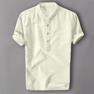 

Toponeto Summer Mens Cool And Thin Breathable Collar Hanging Dyed Gradient Cotton Shirt