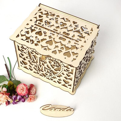 

Creative DIY Wooden Hollow Gift Cards Box Container Wedding Decor JM01191