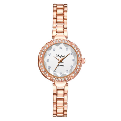 

Top Brand Women Watches Rhinestone Dot Dial Ladies Quartz Wristwatch Alloy Bracelet Strap Clock Dress Female Zegarki Damskie