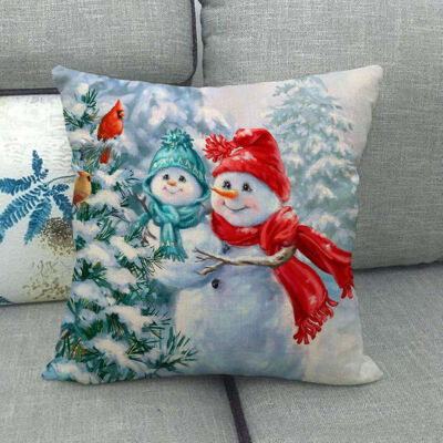 

New Christmas Cotton Linen Cushion Cover Santa Claus Pattern Square Pillow Case Xmas Sofa Car Decor 2020