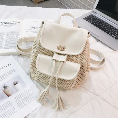 

Summer new woven small bag female 2019 new Korean version of the wild fashion small backpack student bag backpack