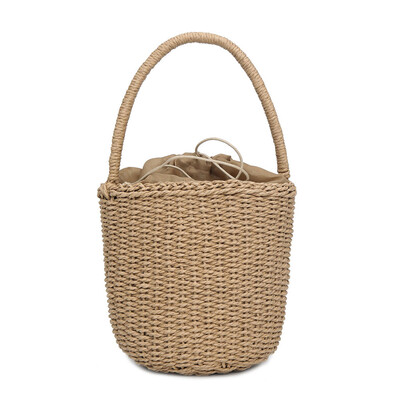

Tailored Womens Fashion Straw Woven Bag Solid Color Handbag Wild Casual Bucket Bag