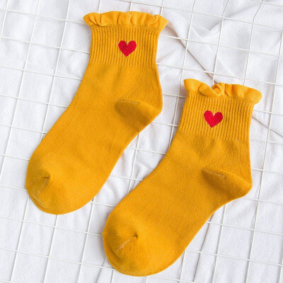 

Kawaii Women Heart Pattern Soft Breathable Ankle-High Cute Casual Cotton Socks