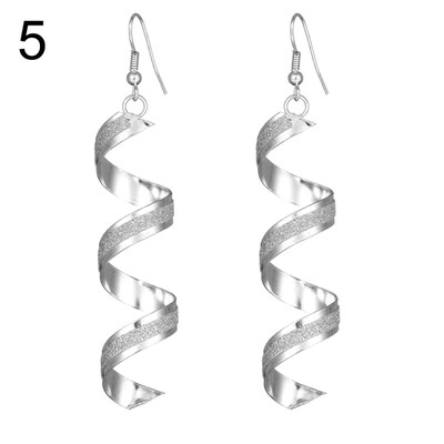 

Female Sequins Spiral Pendant Hook Earrings Long Wave Dangle Wedding Jewelry