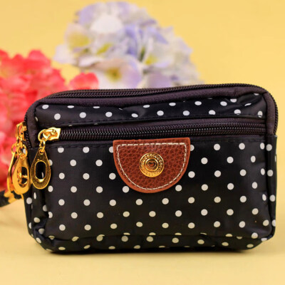 

Fashion Women Round Dot Zipper Handbag Clutches Coin Phone Key Bag Pouch Purse