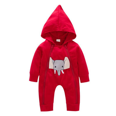 

Spring Baby Rompers Cute Elephant Girls Boys Side Zippers Jumpsuit Outfits