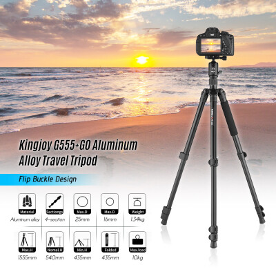 

Kingjoy G555G0 Aluminum Alloy 4-Section Travel Tripod Detachable Monopod with Panoramic Ball Head Flip Buckle Design for Canon So