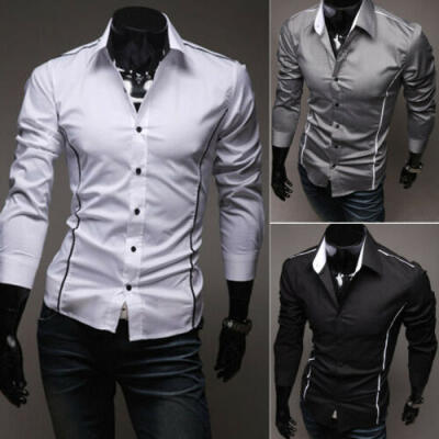 

Mens Formal Shirt Long Sleeve Dress Designer Business Luxury Shirts Regular Fit