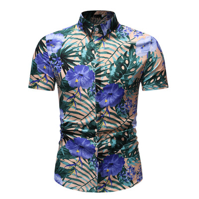 

Tailored Mens Summer Fashion Business Leisure Printing Short-sleeved Shirt Top Blouse