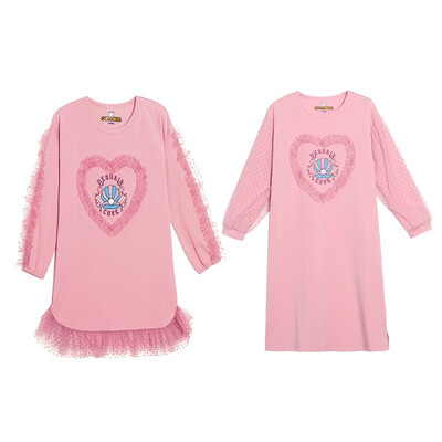 

CONYSON love mesh dress long-sleeved girls fashion lace dress 5034